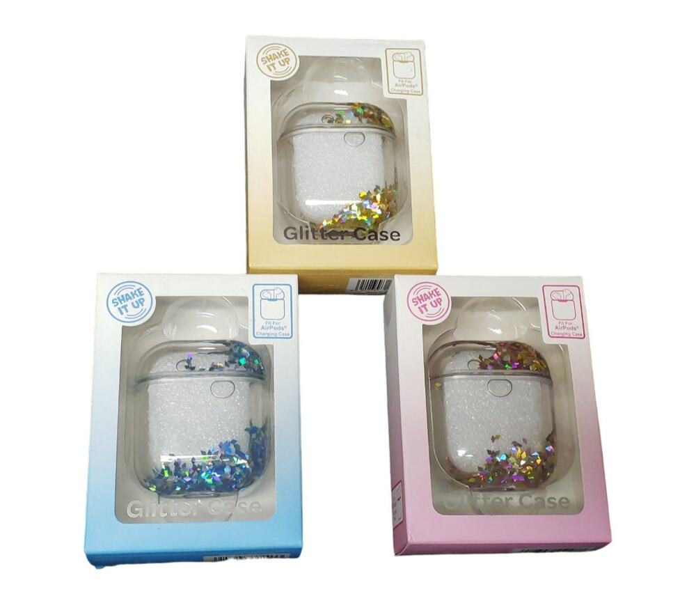 Shake It Up AirPods Charging Casey Shakey Glitter Case Holder Gold Pink Blue 3p